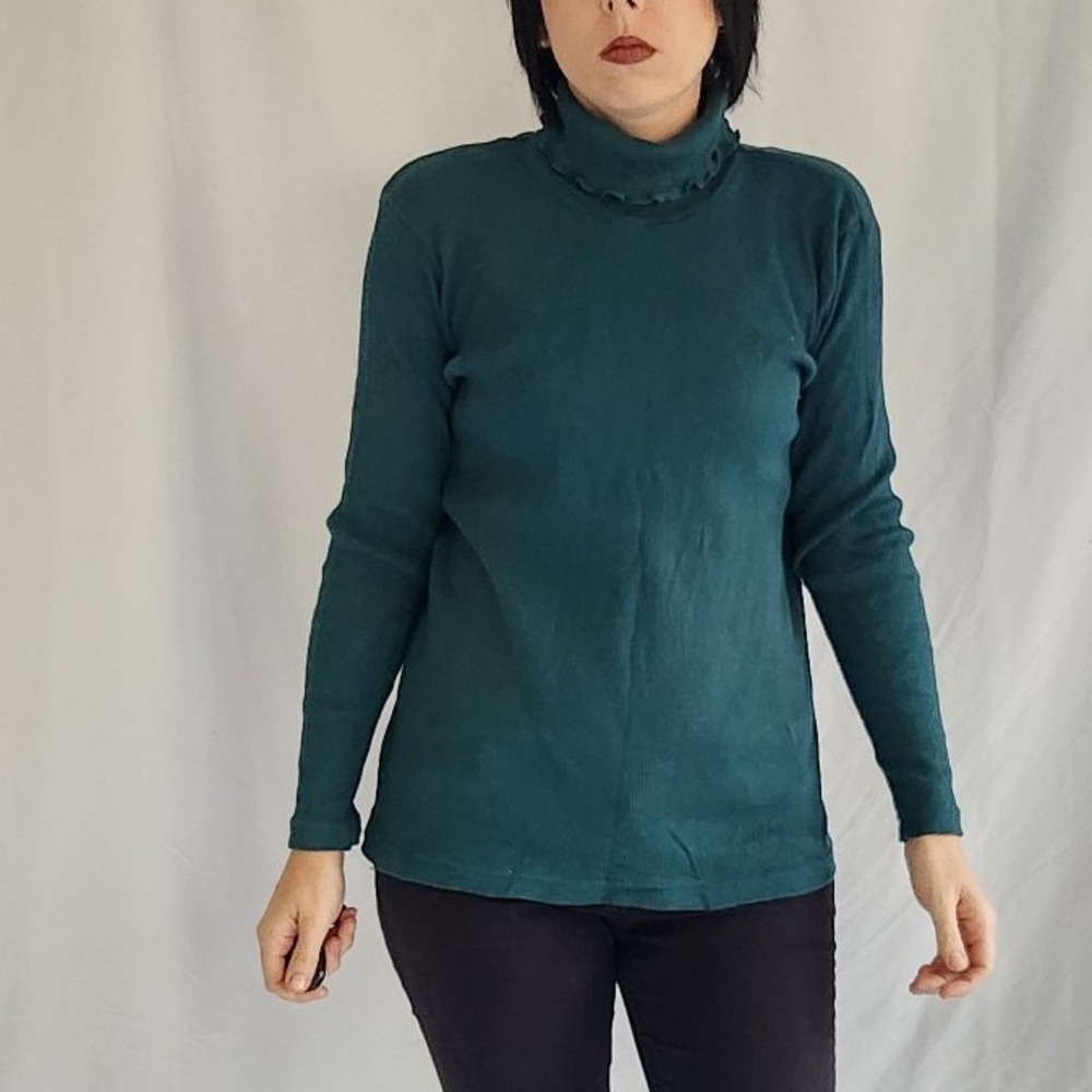 90s Green‎ Ribbed Turtleneck